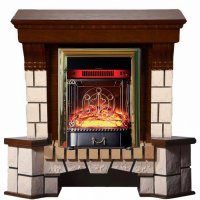 Каминокомплект Interflame Экстер махагон угловой с очагом Majestic FX M Brass