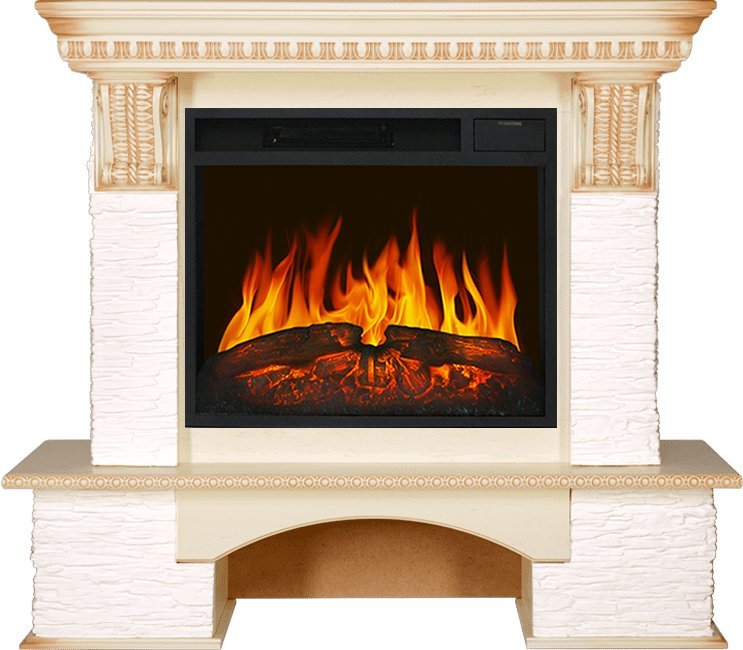 Каминокомплект Royal Flame Pierre Luxe сланец мелкий белый c очагом Vision 23 LED FX